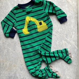 18M Fleeced Construction Zippered Pajama Footie